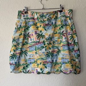 Emerald 18 Womens Golf Skirt Skort Large Tennis Pickleball Pull On Lemons Preppy